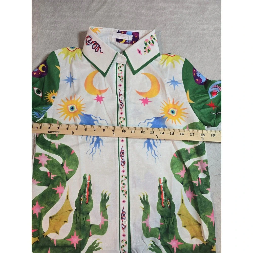 Endless Moon Women Celestial Mythical Print Shirt and Shorts Set Small NEW